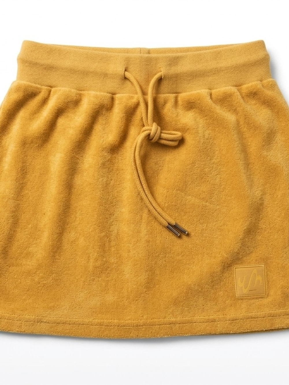 Terry Drawcord Mini Skirt in Mustard Yellow